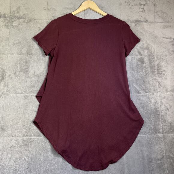 Latched Mama Nursing Tunic Top XS Burgundy Short Sleeve V Neck Layered Stretch - Picture 6 of 8